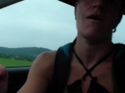 Young russian hitchhiker fucks hard a submissisie driver in his  car 1/16