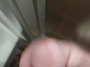 Huge load in motel hallway while listening to couple fuck behind the door 3/16