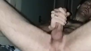 Fucking my hand then I spit on my big dick and give convulsing cumshot.
