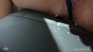 Babe Shows her Ass on a Walk, Jerks off her Pussy and Fucks in the Car POV