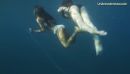 Flirty sexy nude babes - Submerged in the sea nude babes