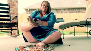 MILF Smashing A Cake With Barefeet