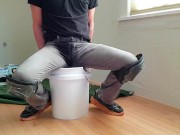 Pissing my jeans and white briefs 6 times while working = explosive cum