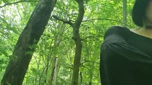 Crystal plugged and caged walking in the woods