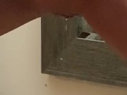 Waxed pussy can’t hold her piss! Pisses all over floor and socks