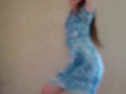 Dance & strip from tight blue dress to Ariana Grande- God is a Woman 2/16