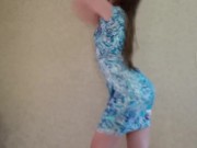 Dance & strip from tight blue dress to Ariana Grande- God is a Woman 4/16