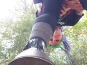 Goth Cyberpunk Giantess Crushes you in the forest at a music festival,