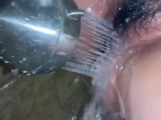 My hairy pussy fucking the shower head