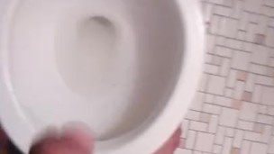 Naked Transgirl Pissing with Non-Op Clit; Two Simultaneous Streams