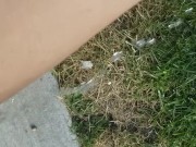 Babysitter Desperate To Pee Outside At Public Park