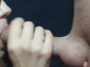 Close up foreskin play. Big cock blowjob and throbbing oral creampie 4/16