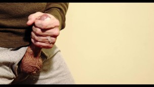 Stroking and lubing up my cock in slow motion with a big fat cumshot