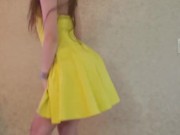 Dance & Strip from yellow dress and heels to Bad Idea by Ariana Grande 2/16