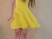 Dance & Strip from yellow dress and heels to Bad Idea by Ariana Grande 5/16
