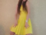 Dance & Strip from yellow dress and heels to Bad Idea by Ariana Grande 6/16