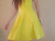 Dance & Strip from yellow dress and heels to Bad Idea by Ariana Grande 8/16
