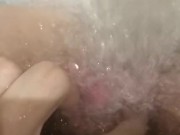Tiff visits Mr Water Jet for a quick orgasm and moans in pleasure