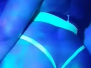 Glowing babe shows off her jiggly lil booty in neon club wear