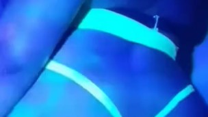 Glowing babe shows off her jiggly lil booty in neon club wear