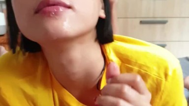 June Liu / SpicyGum - Morning Blowjob by Cute Asian Student