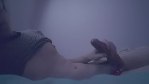 Trans girl pulls her panties down for a quickie before bed