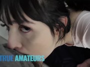 Pale bubble butt babe gets choke fucked - Trueamateur