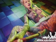 Latex BDSM fetish kink pussy pump-Heavily tattoo inked skinny dread girl 10/16