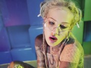 Latex BDSM fetish kink pussy pump-Heavily tattoo inked skinny dread girl 15/16