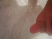 GUY JERKING OF YOUNG DICK IN THE SHOWER - HOT DICK CUMSHOT