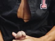 Slim asian guy  jerk and cum in the office