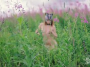 Slutty wild cat play with foreskin and swallow cum outdoor 2/16