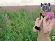 Slutty wild cat play with foreskin and swallow cum outdoor 3/16