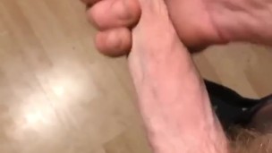 Stroking my semi erect penis