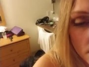 Hot RaeJae gives throatfucking faceslapping rough blowjob and cum in mouth 3/16