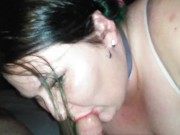 Chubby girl sucks fat guys small dick 1/16