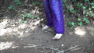 Barefooted In The Woods and Washing Feet in A Creek