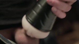 SLOW MOTION FLESHLIGHT HANDJOB AND CUMSHOT. MALE FLESHLIGHT TOY CLOSE UP