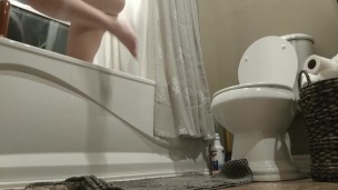 teen showering