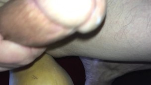 huge vegetable insertion - butternut squash - close up and cum