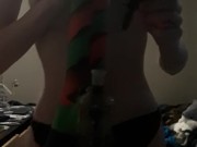 Dancing and toking in elegant panties