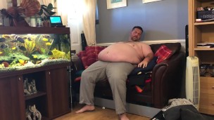 550LBS Superchub trying on tight clothes and belly play