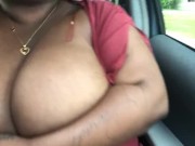 Almost Got Caught Playing With My Big Tits While Driving