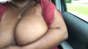 Almost Got Caught Playing With My Big Tits While Driving