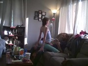 Hotwife rides cock on couch