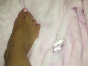 Pink Toed Teen Rubs Glitter Lotion On Feet