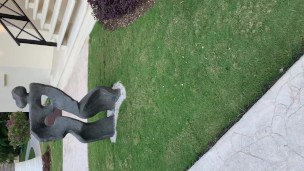 POV walking in platform high heels and tiny purple g-string