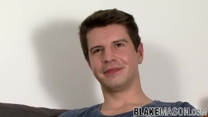 Interviewed stud David Moran strokes his cock and cums