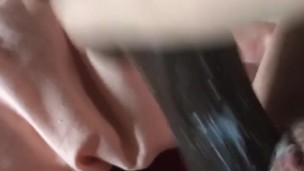 Fucking myself with black dildo