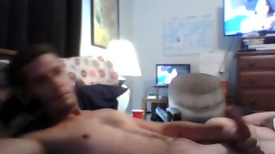 Hot guy just came still stroking cock after cum
